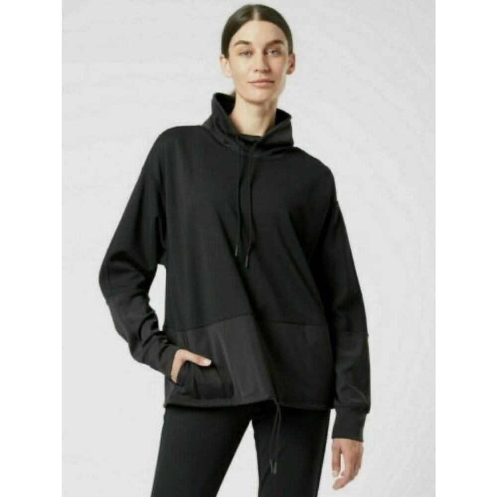 Athleta Hermosa Mock Neck Sweatshirt Black XS Oversized Stretch Athletic Running